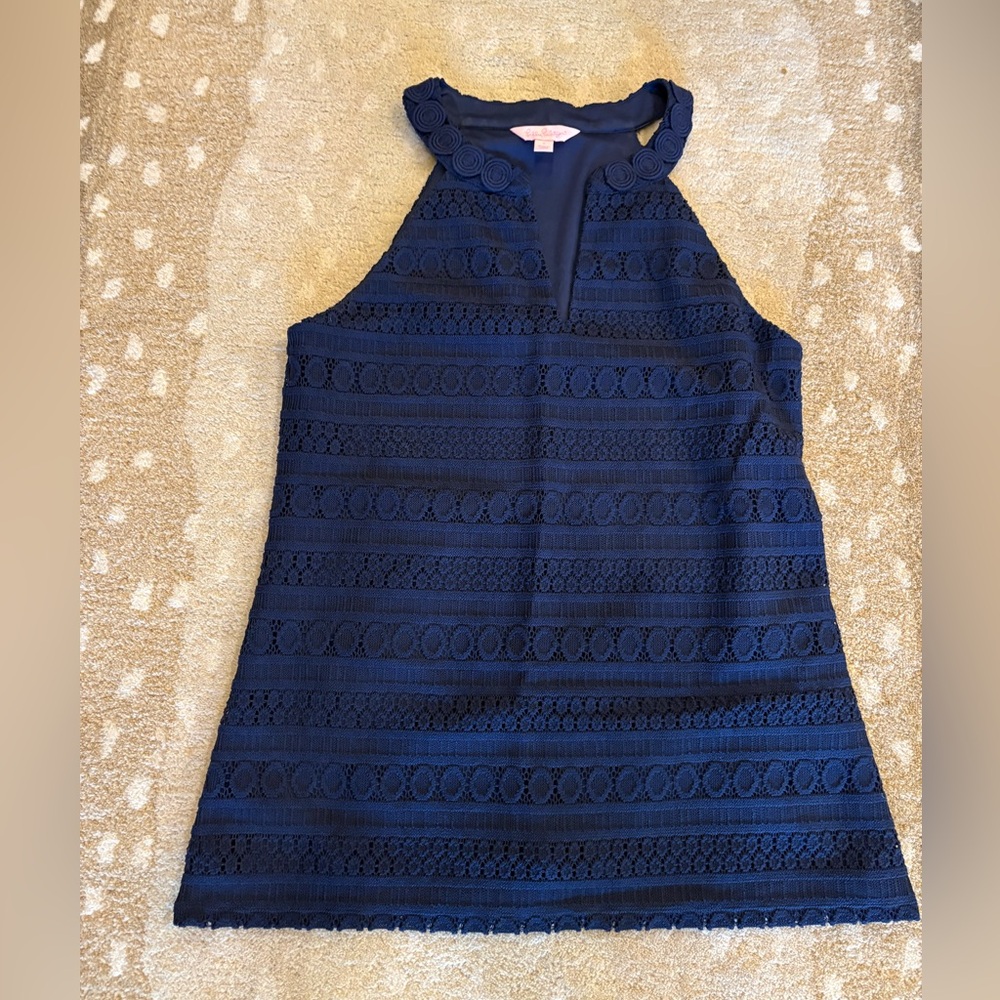 Navy Crochet Halter Top